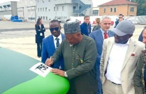 Minister of Defence Inspects Production of NAF Helicopters, Fighter Jets in Italy